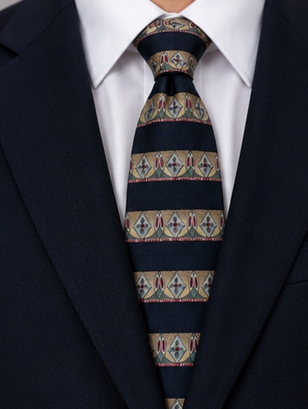 Pierre Cardin Paris 100% Silk Geometric Stripe Tie – Made in USA